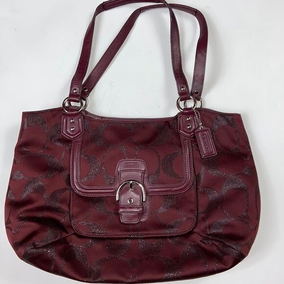 VTG,COACH SIGNATURE LUREX #F1382-F26246 BURGUNDY METALLIC COLOR WOMEN BAG #26246 - Picture 2 of 15